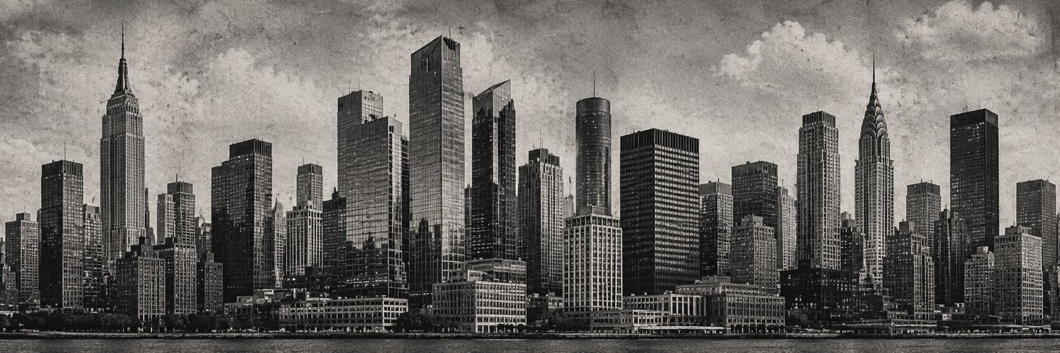 Black-and-white New York skyline — Fortune 500 banner